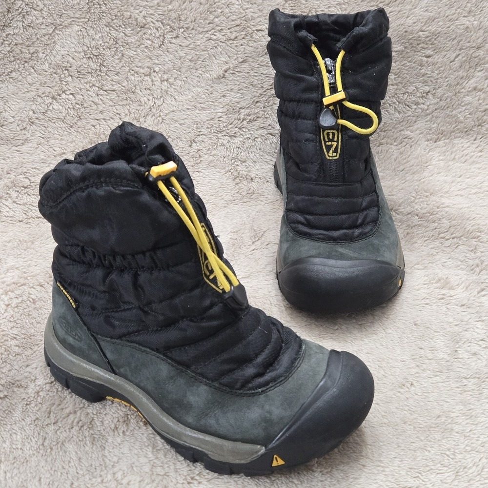 KEEN Bridger Waterproof Leather Insulated Boots Youth Size US 2 EUR 34 Black Zip